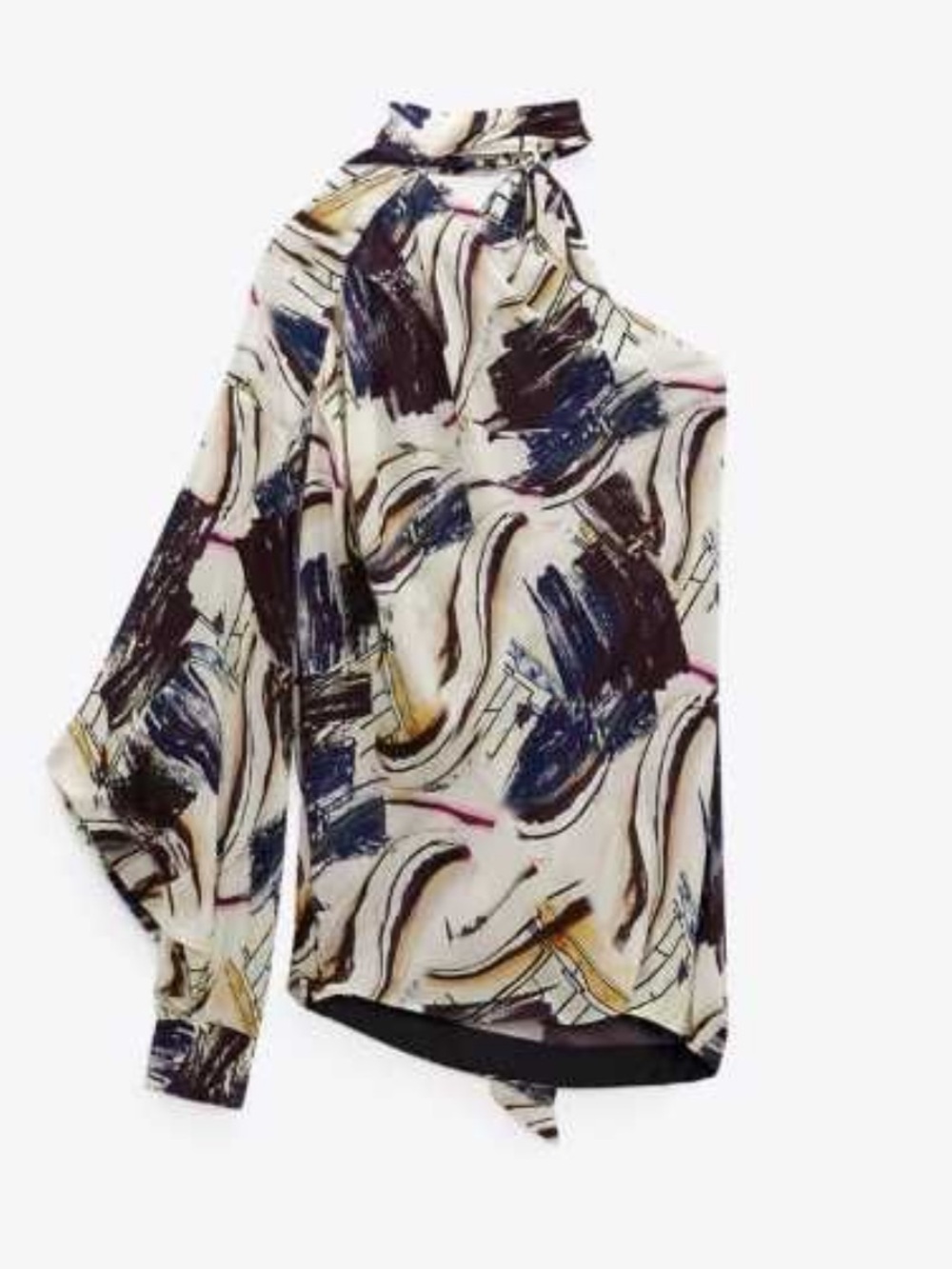 Abstract Brushstroke Print woman blouse asymmetric top Multi limited edition